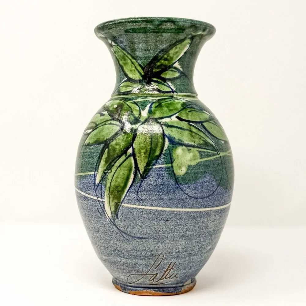 Sud & Co French Pottery Vase Cassis Provence Signed Hand Painted Terracotta
